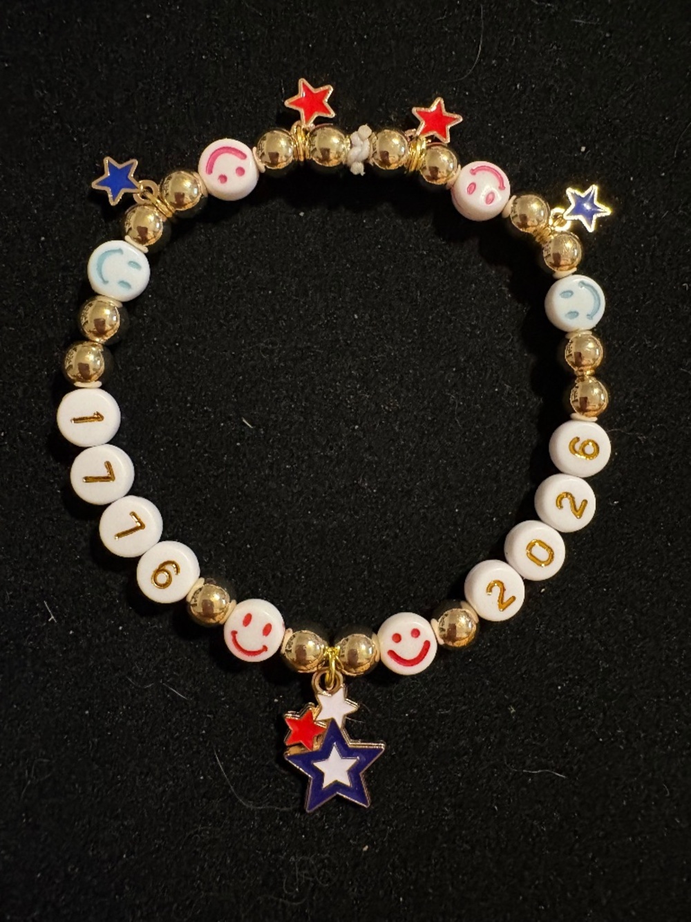 Parky’s Place 1776 2026 Patriotic Stretch Bracelet USA 250 Handmade